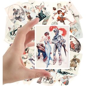 Large Stickers (24 pcs 2.5"x3.5") Vintage European Pinup Cheri La Vie Parisien Magazine
