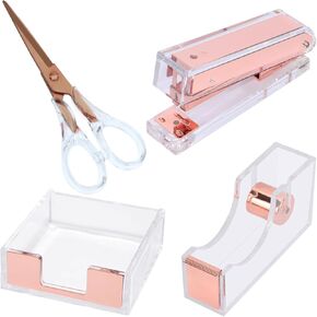 Acrylic Office Supplies, Multicolor Office Supplies and Accessories Includes Scissors, Pen Holder, Sticky Notes Holder Desk Accessory Kit, Office Gift for Women, Office Lady, Office Clerks