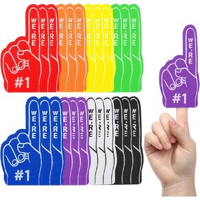 24 Pcs Mini Foam Fingers, Foam Finger #1 Finger Football, Football Party Favors Birthday Party Supplies for Cheerleader Sport Events Baseball Basketball Soccer Team Gifts(Chroma)