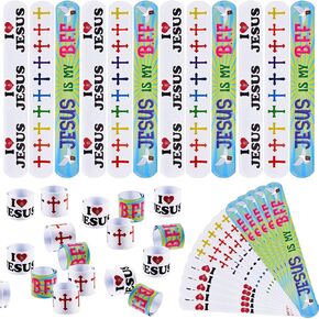 75 PCS Eater Party Party Favors أساور الصفع الدينية يسوع يحبك سوارًا للتلوين المسيحي لتلوين إيمانك بمدرسة Sunday School Buds Easter Snap Bracelet in Kuwait