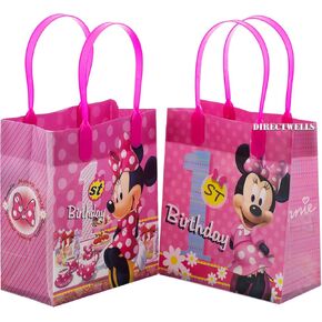 Disney Minnie Mouse 1st Birthday Authentic Licensed 12 Reusable Small Goodie Bags 6"