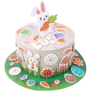 Easter DIY Hat Kit for Kids - Cardboard Hat, 54pcs Quality Easter Accessories, 200 Dot Glues and Manual, Great Easter Decor & Gifts, Fit Kids 50cm Max Head, Ideal for Easter Parade