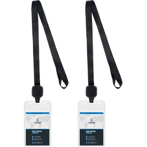 Badge Holder with Lanyard, Retractable Name Badge Holder Adjustable to 24inch Long, Clear Vertical ID Card Badge Holder for Nurses Teacher & Student, 2 Pack