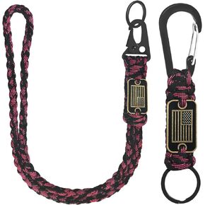 2 Pcs Paracord Keychain Lanyard, Heavy Duty Paracord Lanyard Strap for Men Women, Braided Rope Keychain Lanyard for Keys Water Bottle Whistle Outdoor Activities