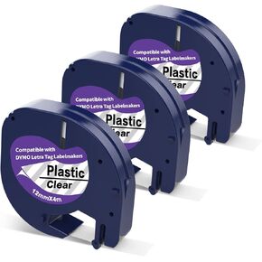 10 x Label Maker Tape Refills Compatible with Dymo Letratag Refills 91331 S0721660 White Plastic Label Tape 12mm x 4m Waterproof Label Refills for Dymo Label Maker LT-100H 100T 110T QX50 XR XM 2000
