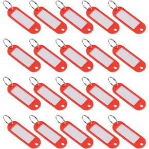 uxcell Plastic Key Tags with Split Ring Keychain ID Luggage Label Window 60x21mm, Blue 20Pcs