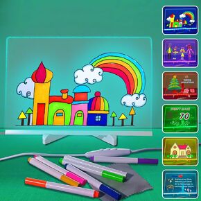 Led Note Board with Colors, led Drawing Board for Kids, Writing & Notes, Seven Color Variations Drawing Board, Led Writing Board with Stand for Home, Office, Parties