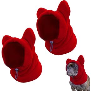 2PCS Dog Winter Hats, Dog Ear Cover Neck Warmer Windproof Dog Hoodie for Medium to Large Dog Noise Protection Dog Ear Muffs for Winter Outdoor (red-medium/2pcs)