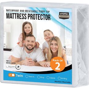 Utopia Bedding Waterproof Mattress Protector Crib Size, Premium Terry Mattress Cover 200 GSM, Breathable, Fitted Style with Stretchable Pockets (Navy)
