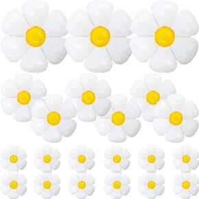 21pcs البالونات ديزي زهرة بيضاء ديزي رقائق البالونات مايلار ديزي ديزور حفلات لحفل عيد ميلاد لحفلات الاستحمام (بالون ضخمة × 3 ، متوسطة × 6 ، × 12）