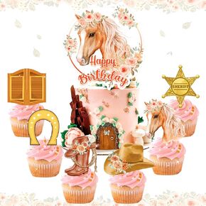 JeVenis 43 PCS Horse Party Decorations For Girls Horse Party Decorations Horse Theme Banner Photo Backdrop Horse Racing Horse Balloons Western Cowgirl Birthday Party Supplies in Kuwait