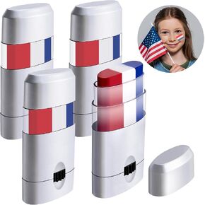 RunNico 2 PCS Red White Blue Stick Face Paint-Patriotic 4th of July Face Paint for Sports Makeup Baseball Softball Players