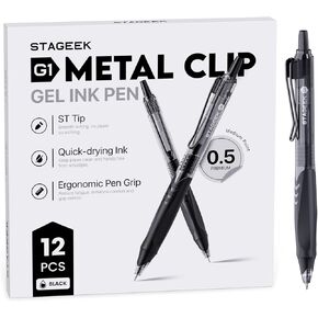 12 Pack Blue Gel Pens, Quick Dry Blue Ink Pens, 0.5mm Fine Point Retractable Smooth Writing Pens for Journaling, Writing, Business Gel Pen for Office School & Home Supplies(Blue)