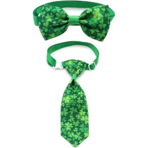 Dog Cat Ties Collar Pet Neck Ties St. Patrick's Green Small Bow Neckties JPP04 (Green-B)