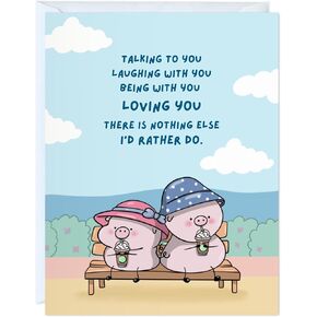 ALY LOU Cute Anniversary Card, Birthday Card for Her Him/Girlfriend Wife/Husband Boyfriend, Friendship Thank You Kawaii Greeting Card (There is nothing else, I’d rather do)