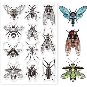 GLOBLELAND Mayfly Insect Clear Stamps Mayfly Insect Decorative Clear Stamps Silicone Stamps for Card Making and Photo Album Decor Decoration and DIY Scrapbooking