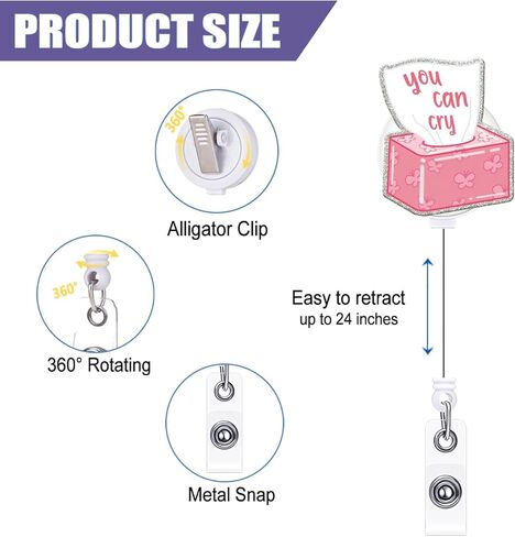 Tian Zhun Badge Reel Retractable with ID Clip Funny Lemon Acrylic Name Badge Accessories for Nurse Doctor Teacher Students Office Worker in Kuwait