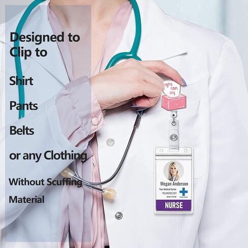 Tian Zhun Badge Reel Retractable with ID Clip Funny Lemon Acrylic Name Badge Accessories for Nurse Doctor Teacher Students Office Worker in Kuwait