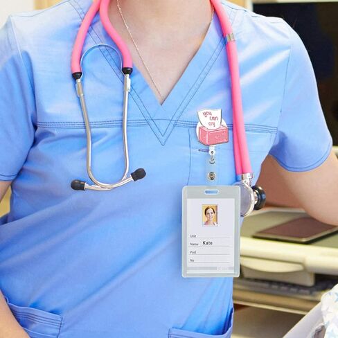 Tian Zhun Badge Reel Retractable with ID Clip Funny Lemon Acrylic Name Badge Accessories for Nurse Doctor Teacher Students Office Worker in Kuwait