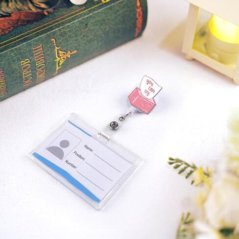 Tian Zhun Badge Reel Retractable with ID Clip Funny Lemon Acrylic Name Badge Accessories for Nurse Doctor Teacher Students Office Worker in Kuwait