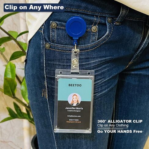 25 Pack Bulk-Retractable ID Badge Holder Reels with 360 Swivel Alligator Clip & Reinforced Vinyl Strap-Great for Name Tag Card Holder Office School Hospital D.I.Y Crafts (Translucent Clear) by BETOOM in Kuwait