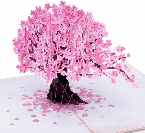 Paper Love 3D Cherry Blossom Pop Up Card, Gift for Birthday, Wedding, Anniversary, Mothers Day, Thank You, Get Well, All Occasion or Just Because - 5" x 7" Cover - Includes Envelope and Note Tag in Saudi Arabia