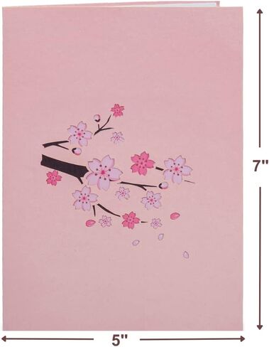 Paper Love 3D Cherry Blossom Pop Up Card, Gift for Birthday, Wedding, Anniversary, Mothers Day, Thank You, Get Well, All Occasion or Just Because - 5" x 7" Cover - Includes Envelope and Note Tag in Saudi Arabia