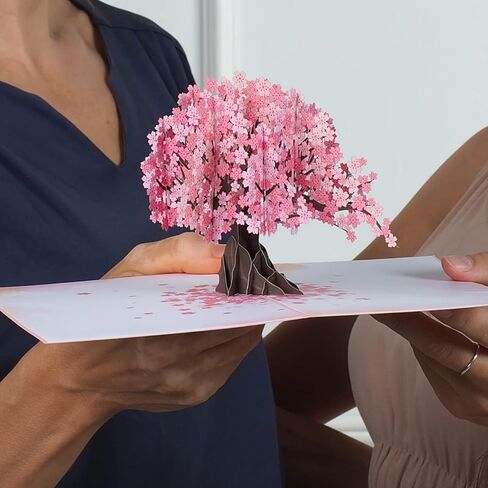 Paper Love 3D Cherry Blossom Pop Up Card, Gift for Birthday, Wedding, Anniversary, Mothers Day, Thank You, Get Well, All Occasion or Just Because - 5" x 7" Cover - Includes Envelope and Note Tag in Saudi Arabia