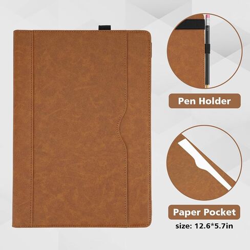 TYTX Compatible with MacBook Air 13 Inch Case, for Older Version 2010-2017 Release A1369 A1466, PU Leather Laptop Case with Pocket for Papers and Pen Holder, Brown in Saudi Arabia