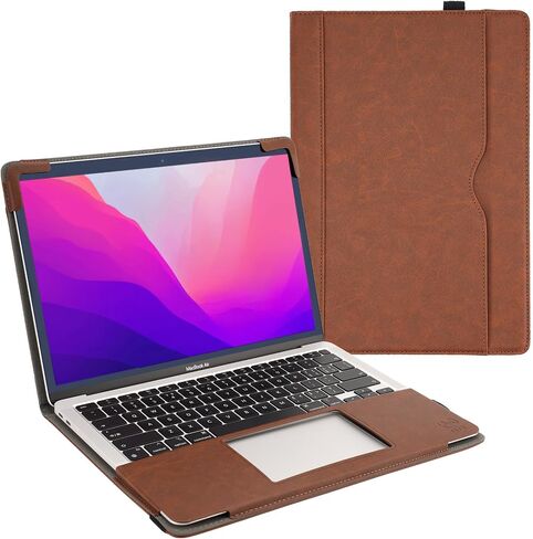 TYTX Compatible with MacBook Air 13 Inch Case, for Older Version 2010-2017 Release A1369 A1466, PU Leather Laptop Case with Pocket for Papers and Pen Holder, Brown in Saudi Arabia