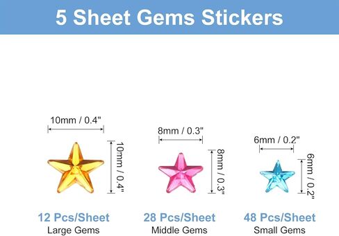 ملصقات Uxcell 440 PCS للأحجار الكريمة للحرف اليدوية ، 5 ورقة من الأحجار الكريمة ذاتية اللصق ملصقات Rhinestone Star ، ملصقات مجوهرات من الحرف الكريستالية لزخارف طاولة الحفلات ، Multicolor ، Red10 in Saudi Arabia