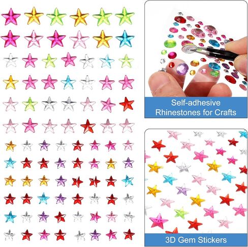 ملصقات Uxcell 440 PCS للأحجار الكريمة للحرف اليدوية ، 5 ورقة من الأحجار الكريمة ذاتية اللصق ملصقات Rhinestone Star ، ملصقات مجوهرات من الحرف الكريستالية لزخارف طاولة الحفلات ، Multicolor ، Red10 in Saudi Arabia