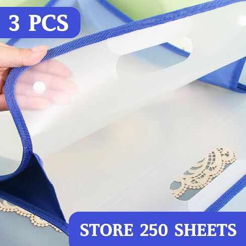 12 x 12 Inch Scrapbook Paper Organizer, 3 Pack Black Portable Expanding Paper Folio with Handle, Clear Scrapbook Paper Storage for Holding Scrapbook, Vinyl Paper in Saudi Arabia