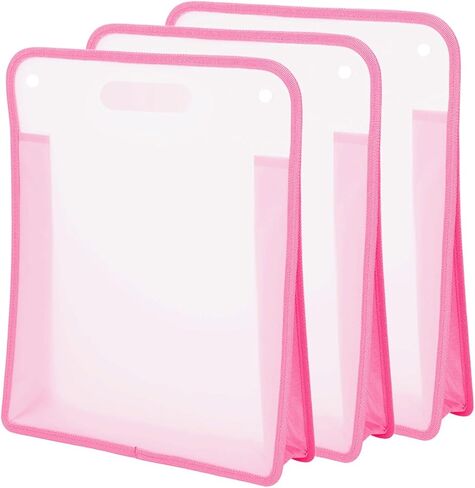 12 x 12 Inch Scrapbook Paper Organizer, 3 Pack Black Portable Expanding Paper Folio with Handle, Clear Scrapbook Paper Storage for Holding Scrapbook, Vinyl Paper in Saudi Arabia