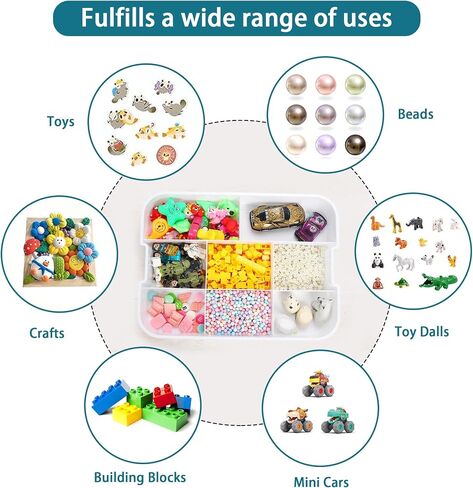 Plastic Storage Organizer Box 3 Layer Clear Building Blocks Storage Bins with Lid and Adjustable Storage Compartments for Bead Dolls Tool Parts Sewing(Green in Saudi Arabia