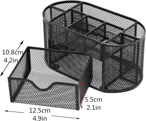 Purple Mesh Desk Organizer Desktop Office Supplies with 9 Compartments, Office Desktop Organizer with Drawer, Metal Pen Holder Stationery Caddy Multifunctional Organizer for Desk Organization in Kuwait