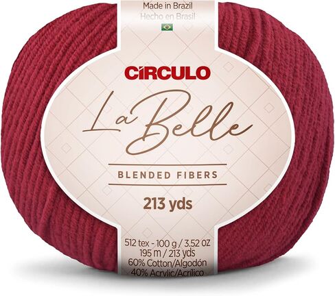 Círculo La Belle Yarn - 60% Cotton 40% Acrylic Blended Yarn - Worsted - 213 yds, 3.5 oz (Pack of 1 Ball) - Color 2829 in Saudi Arabia