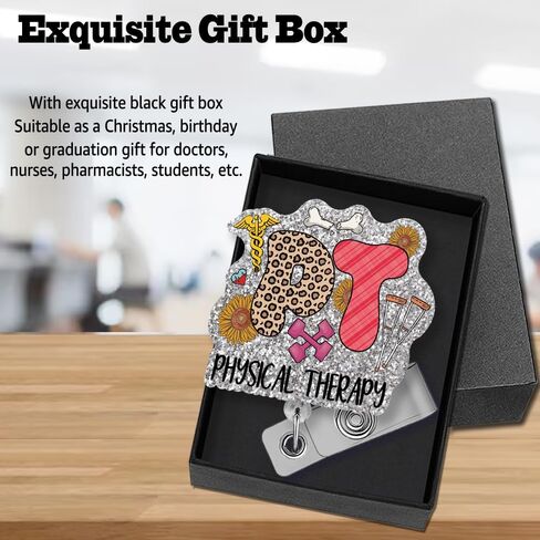 Physical Therapy Retractable Glitter Badge Reel with Alligator Clip, Funny Physical Therapist Badge Reel for Physical Therapist Occupational Therapy OT PT PTA in Kuwait