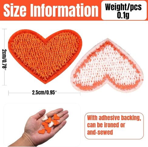 50 Pcs Yellow Small Heart Iron on Patches, Sew Embroidered Patches Appliques Iron on Heart Patches for Clothing Jackets Backpack Shoes Repairing Decorations in Saudi Arabia