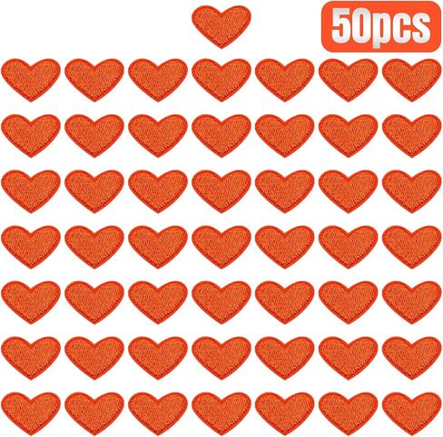 50 Pcs Yellow Small Heart Iron on Patches, Sew Embroidered Patches Appliques Iron on Heart Patches for Clothing Jackets Backpack Shoes Repairing Decorations in Saudi Arabia