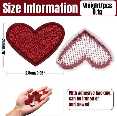 50 Pcs Yellow Small Heart Iron on Patches, Sew Embroidered Patches Appliques Iron on Heart Patches for Clothing Jackets Backpack Shoes Repairing Decorations in Saudi Arabia