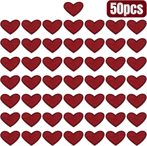 50 Pcs Yellow Small Heart Iron on Patches, Sew Embroidered Patches Appliques Iron on Heart Patches for Clothing Jackets Backpack Shoes Repairing Decorations in Saudi Arabia