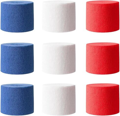 NYASAA 9 Rolls 3 Colors Crepe Paper Streamers Party Streamers 246 Yards Crepe Paper Decorations for Wedding Birthday Party Family Gathering Event Party Supplies, red, white, blue in Saudi Arabia
