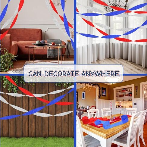 NYASAA 9 Rolls 3 Colors Crepe Paper Streamers Party Streamers 246 Yards Crepe Paper Decorations for Wedding Birthday Party Family Gathering Event Party Supplies, red, white, blue in Saudi Arabia