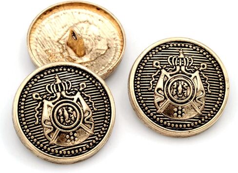 5PCS Metal Buttons 4Holes Brass Antique Engraving Snaps Blzer Jeans Clothes Accessories (25mm, Gold) in Kuwait