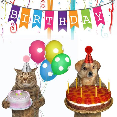 Dog Birthday Hat for Pets, 4 PCS Cat Birthday Hat Dog Party Hats Cute Puppy Hats with Pompons Adjustable Charm Headbands Mini Pet Party Hat Accessories for Pets Kittens Dogs Party Decorations Supplies in Saudi Arabia