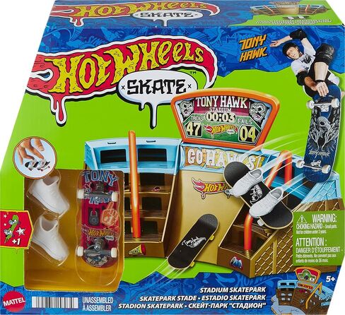 Hot Wheels Skate Stadium Playset Designed with Tony Hawk, 1 Exclusive Fingerboard & Pair of Skate Shoes, Plus Storage in Saudi Arabia