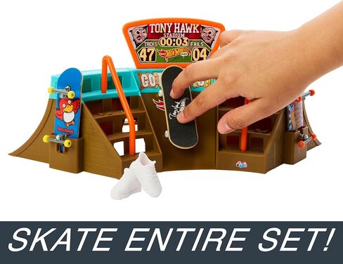 Hot Wheels Skate Stadium Playset Designed with Tony Hawk, 1 Exclusive Fingerboard & Pair of Skate Shoes, Plus Storage in Saudi Arabia
