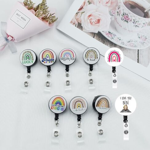 Retractable Badge Reel, Cute Badge Reels for Nurse Badge Holder with Alligator Clip for Doctor Teacher (Cow) in Saudi Arabia