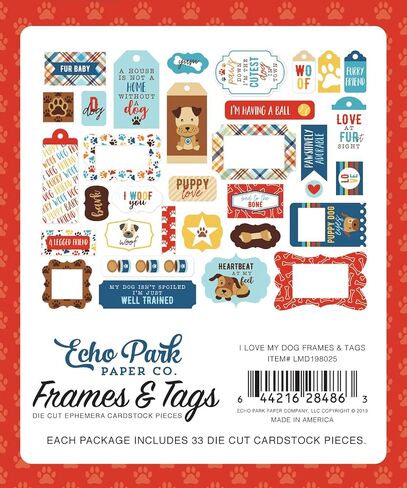 Echo Park Paper Company Epheme Frames/Tag ، Frames & Tags ، أحب كلبي in Kuwait